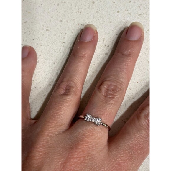 Solid 925 Sterling Silver CZ Bow Promise Ring Dainty and Feminine Gift for Her - Picture 3 of 5